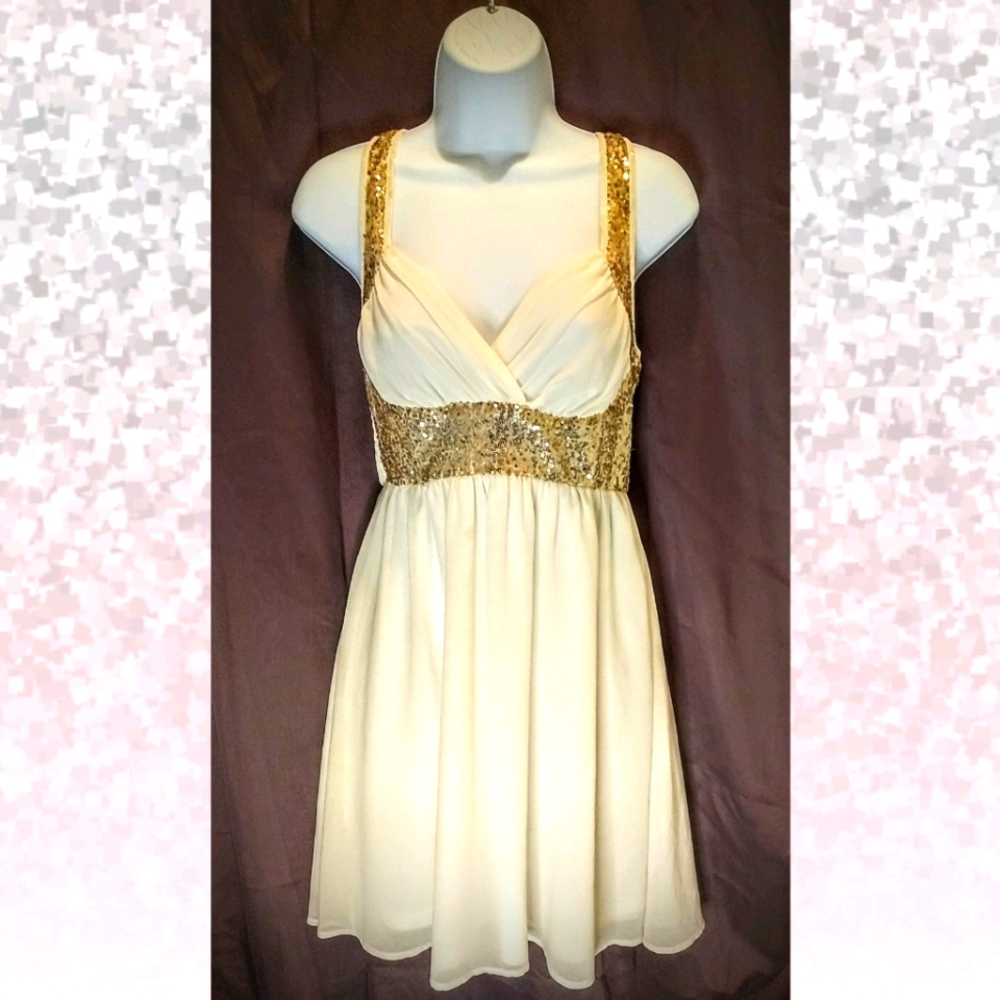 Sheer white/sequined Goddess dress with lining